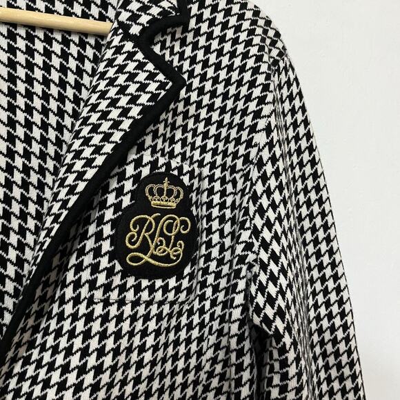 Lauren Ralph Lauren Womens Houndstooth Cotton Knit Blazer Size L Preppy Academia - Picture 4 of 8